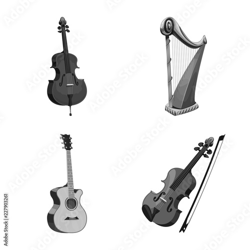 Vector design of music and tune icon. Collection of music and tool stock vector illustration.