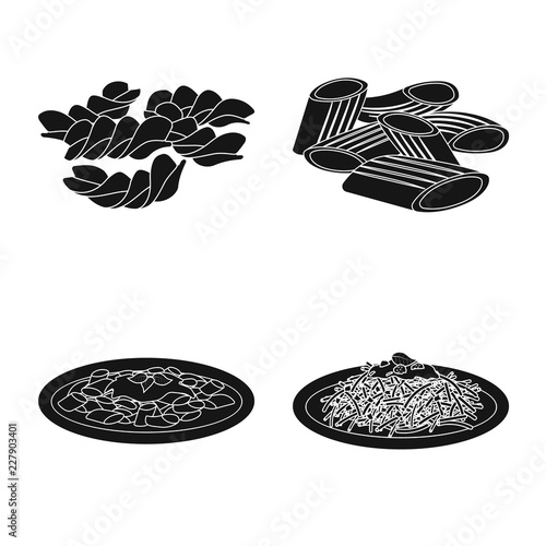 Isolated object of pasta and carbohydrate sign. Set of pasta and macaroni stock symbol for web.