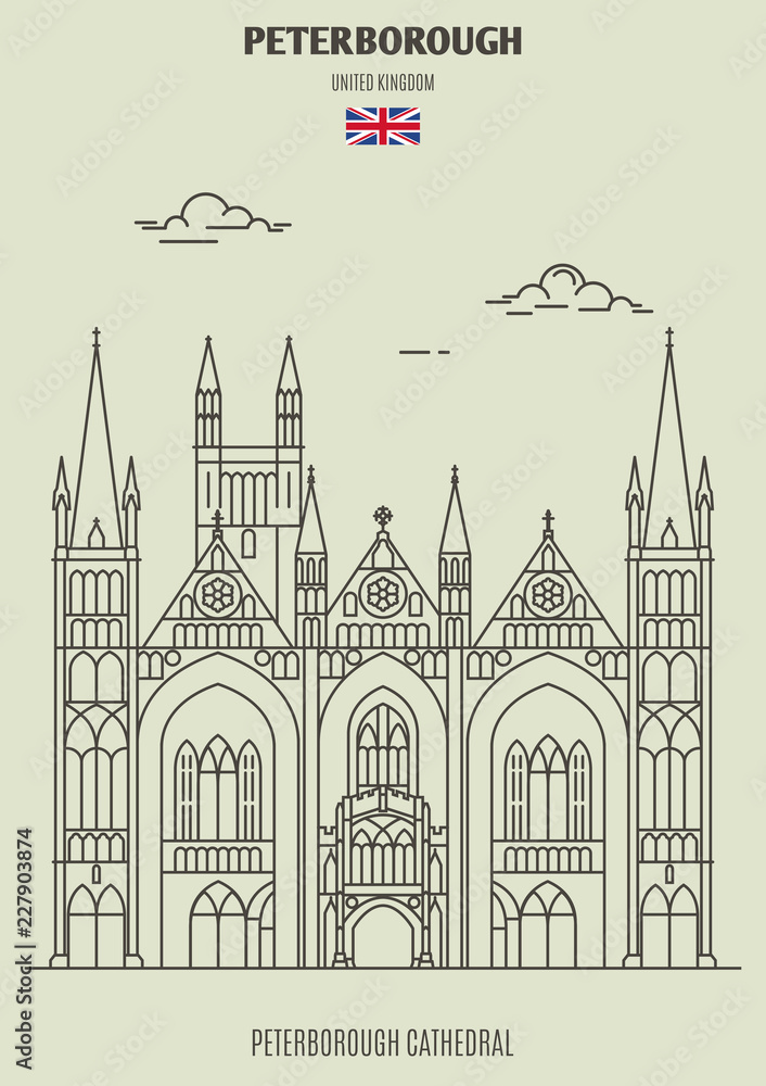 Peterborough Cathedral in Peterborough, UK. Landmark icon