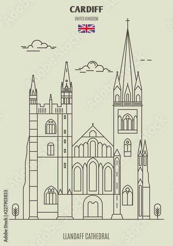 Llandaff Cathedral in Cardiff, UK. Landmark icon