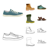 Isolated object of shoe and footwear icon. Collection of shoe and foot vector icon for stock.