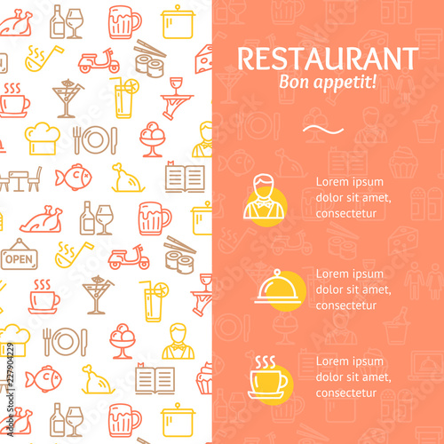 Restaurant Service Bon Appetit Concept Infographics Banner. Vector