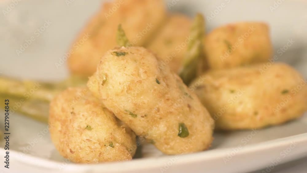 croquettes asparagus rotating macro croquettes asparagus rotating macro