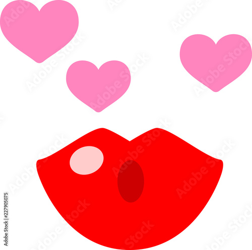 赤い唇とハートマーク