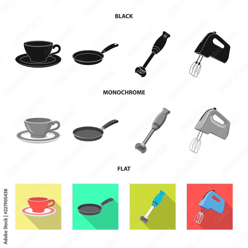 Obraz premium Vector design of kitchen and cook sign. Collection of kitchen and appliance stock symbol for web.