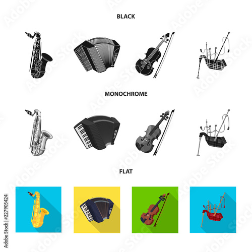 Vector illustration of music and tune sign. Set of music and tool vector icon for stock.