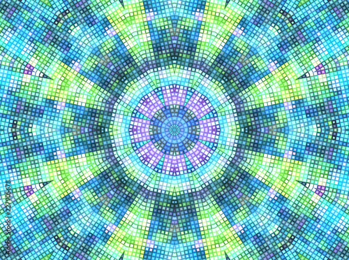 Bright background with concentric mosaic pattern