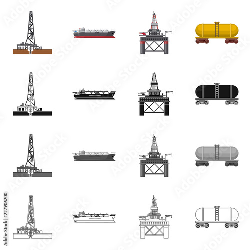 Vector illustration of oil and gas logo. Set of oil and petrol stock symbol for web.