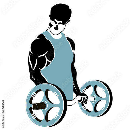 Man with barbell silhouette