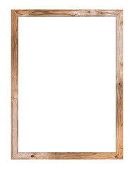 Brown wood frame isolated on white background. Object with clipping path