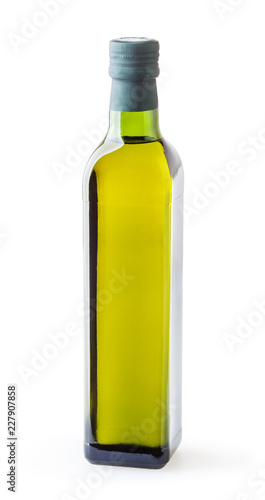 Obraz na płótnie Olive oil in glass bottle isolated on white background with clipping path w salonie