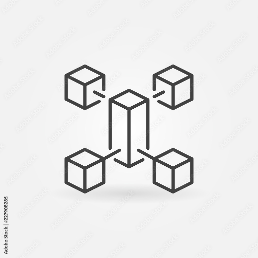 Blockchain outline minimal icon. Vector block chain symbol Blockchain outline minimal icon. Vector block chain symbol