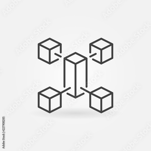 Blockchain outline minimal icon. Vector block chain symbol