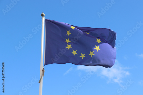 Flag of European Union against blue sky