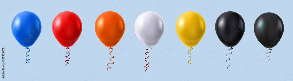 Set of colorful balloons isolated on blue background. Set of colorful balloons isolated on blue background.