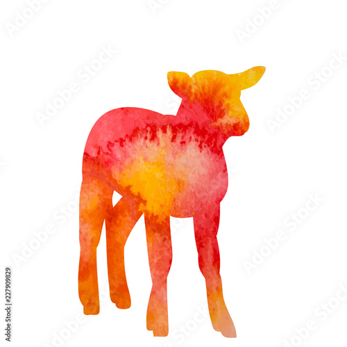 watercolor silhouette of a lamb