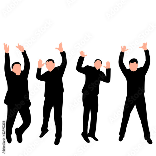 on white background silhouette man jumping, collection