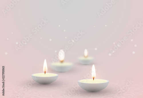 Diwali blurred background with oil lamps and lights.