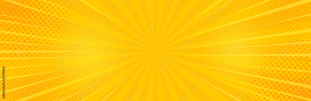 Obraz premium Sztuka pop-artu żółte tło. Ilustracja wektorowa transparent
