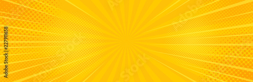 Photo Vintage pop art yellow background. Banner vector illustration