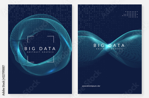 Big data background. Technology for visualization, artificial intelligence, deep learning and quantum computing. Design template for intelligence concept. Vector big data backdrop.