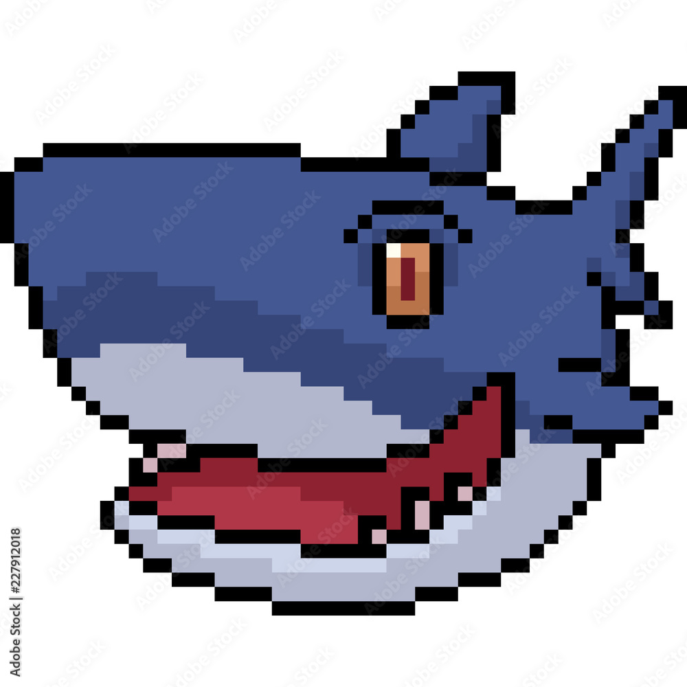 Fototapeta premium vector pixel art shark happy