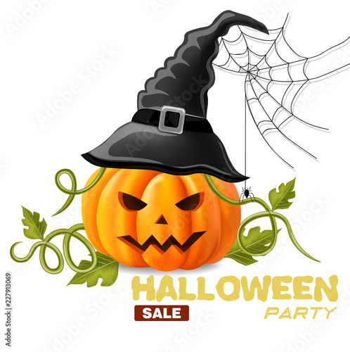 Happy Halloween background with pumpkin face Vector illustrations