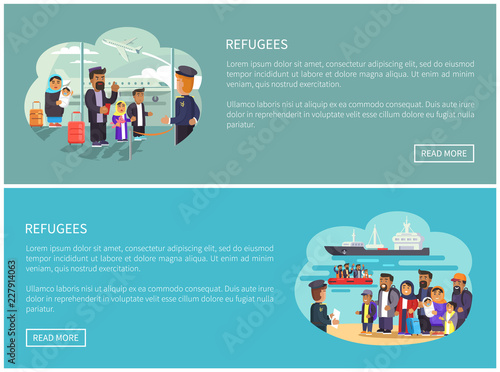 Refugees Collection Web Pages Vector Illustration