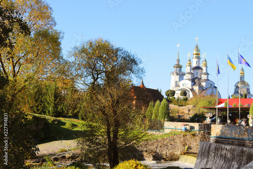 Church in autumn park, Buky or Buki, Kyiv region, Ukraine