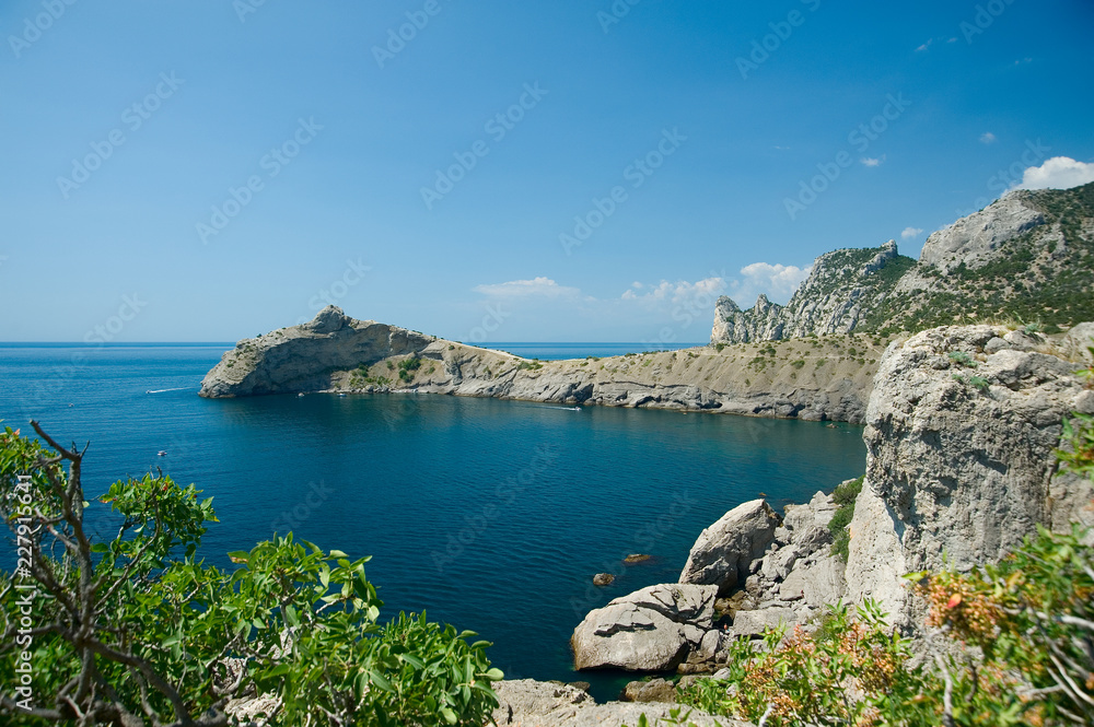 Trail Golitsyn: View of the Blue (Robber) Bay and cape Kapchik