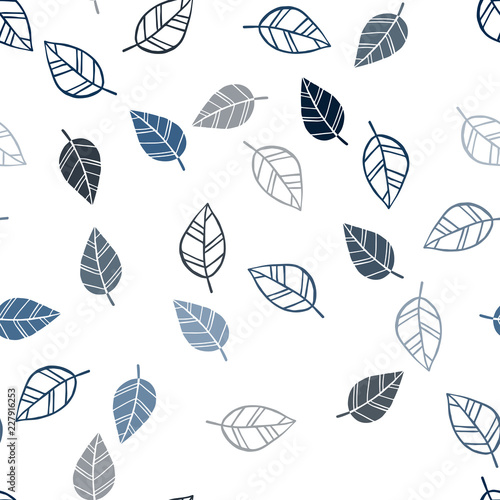 Dark BLUE vector seamless abstract background with leaves.