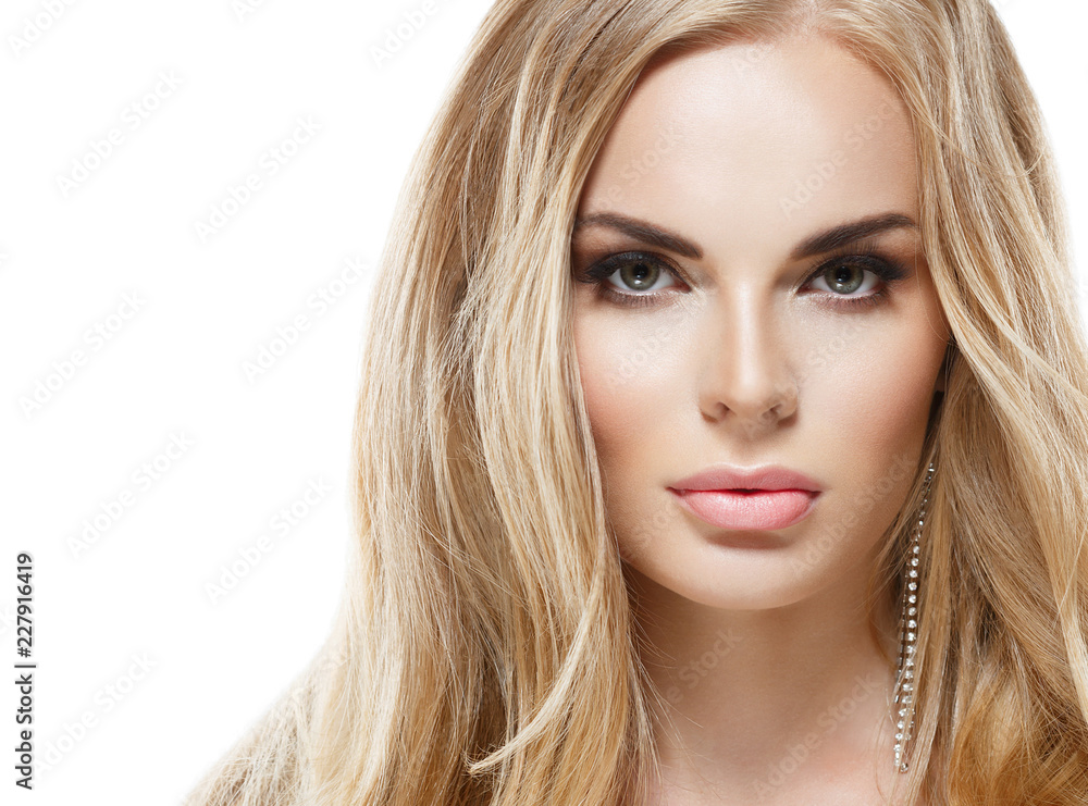 Blonde woman beautifu; eyes and makeup cosmetic concept beauty lips and hairstyle Blonde woman beautifu; eyes and makeup cosmetic concept beauty lips and hairstyle