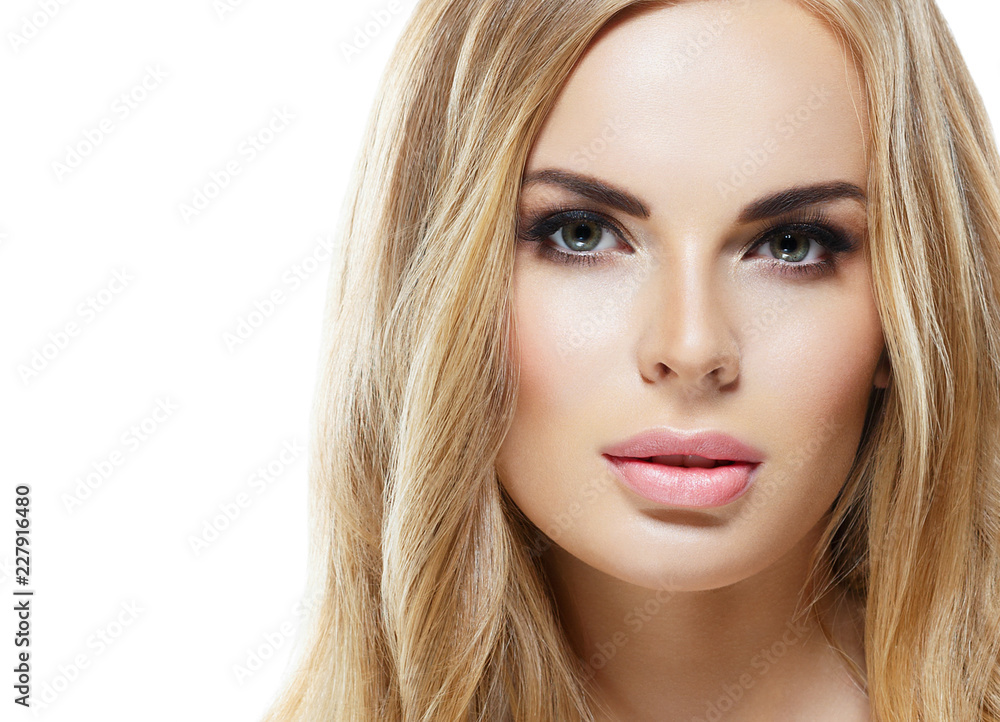 Blonde woman beautifu; eyes and makeup cosmetic concept beauty lips and hairstyle Blonde woman beautifu; eyes and makeup cosmetic concept beauty lips and hairstyle