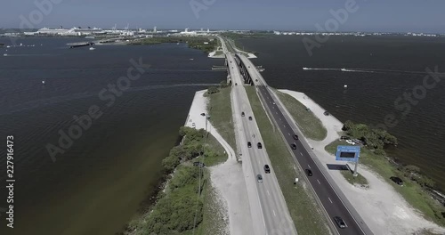 Aerial of Port Canaveral, Cocoa Beach and Cruise Ships, Florida