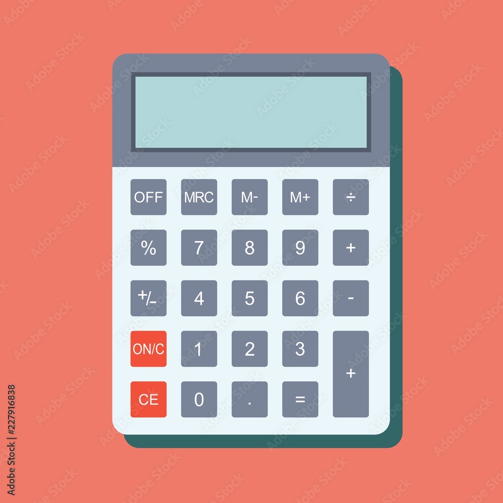 Calculator icon in flat style. Calculator isolated on a colored background. Vector electronic calculator. Calculator icon in flat style. Calculator isolated on a colored background. Vector electronic calculator.
