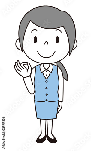 女性 Ol 事務員 Okポーズ 立ち姿 2色 Stock イラスト Adobe Stock