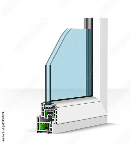 3d plastic window profile. illustration on white