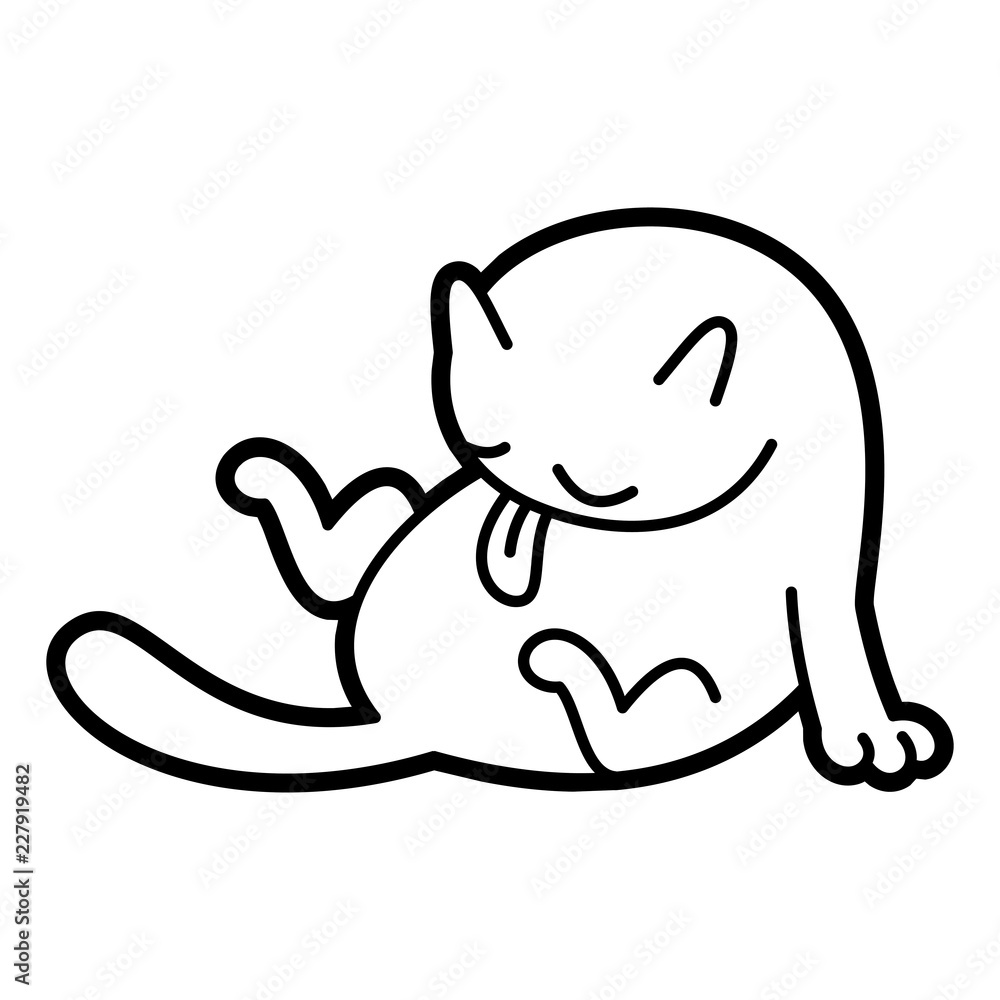 Cat Cartoon character Coloring page Black and white Cat Cartoon character Coloring page Black and white