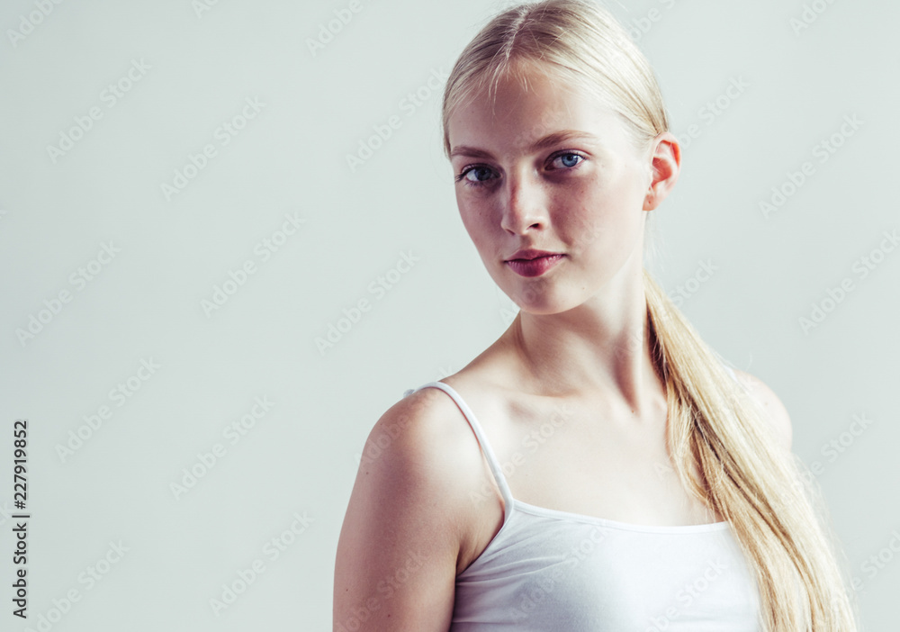 Natural makeup healthy skin and hair blonde woman beauty face portrait Natural makeup healthy skin and hair blonde woman beauty face portrait