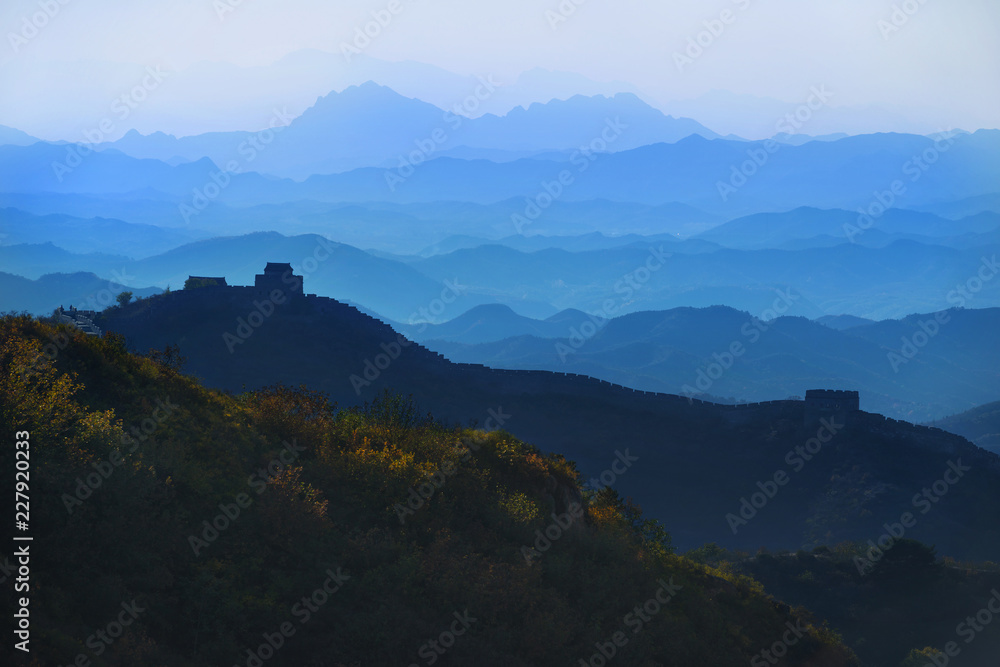 Great Wall of China and surrounding mountains near Beijing