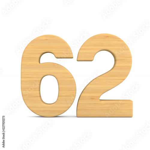 Number sixty two on white b...
