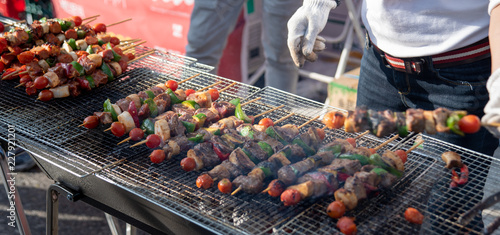 Photography Food baked with sticks, Seoul street food, Korea.