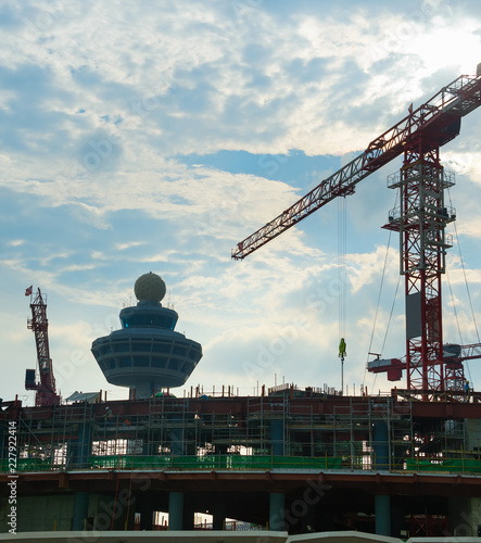 Photography Airport terminal construction site. Singapore