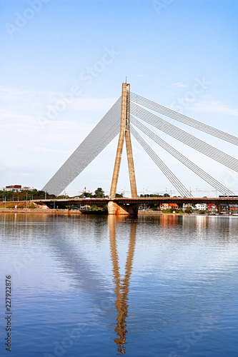 The Vansu Bridge in Riga is a cable-stayed bridge that crosses the Daugava river in Riga  Latvia