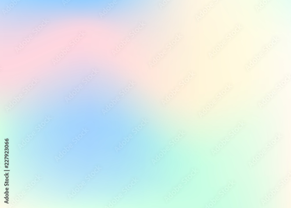Gradient mesh abstract background. Liquid holographic backdrop with gradient mesh. 90s, 80s retro style. Pearlescent graphic template for brochure, banner, wallpaper, mobile screen.