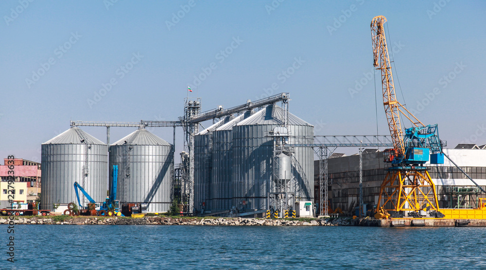 Burgas cargo port landscape in summer day Burgas cargo port landscape in summer day