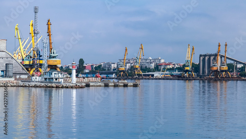 Burgas port landscape in summer day