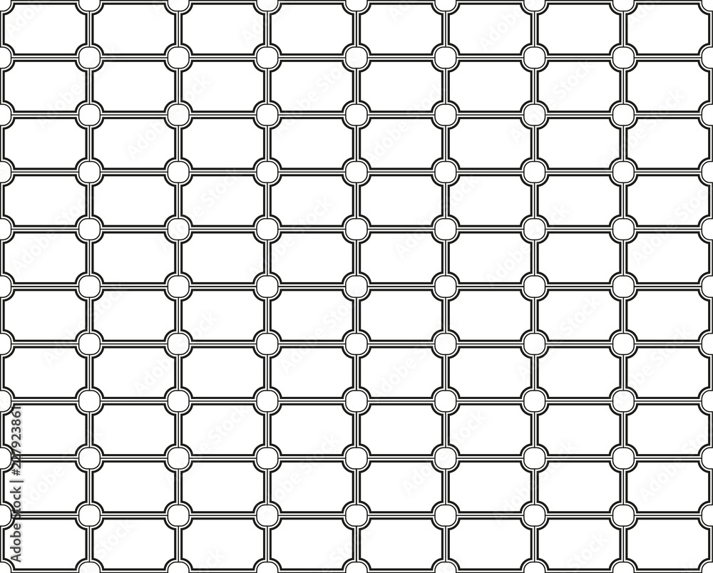 Black and white seamless pattern made of outlined rectangles with cut corners in the circular shape, abstract geometry texture for your background Black and white seamless pattern made of outlined rectangles with cut corners in the circular shape, abstract geometry texture for your background