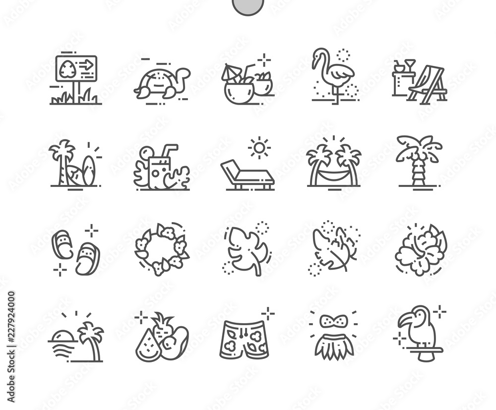 Tropical Well-crafted Pixel Perfect Vector Thin Line Icons 30 2x Grid for Web Graphics and Apps. Simple Minimal Pictogram Tropical Well-crafted Pixel Perfect Vector Thin Line Icons 30 2x Grid for Web Graphics and Apps. Simple Minimal Pictogram