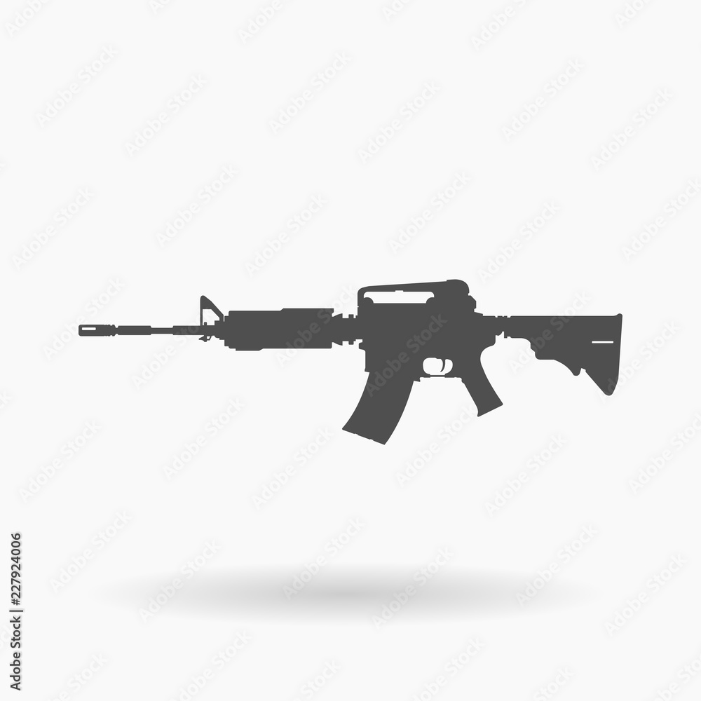 AR-15 Assault Rifle Icon Illustration silhouette. AR-15 Assault Rifle Icon Illustration silhouette.